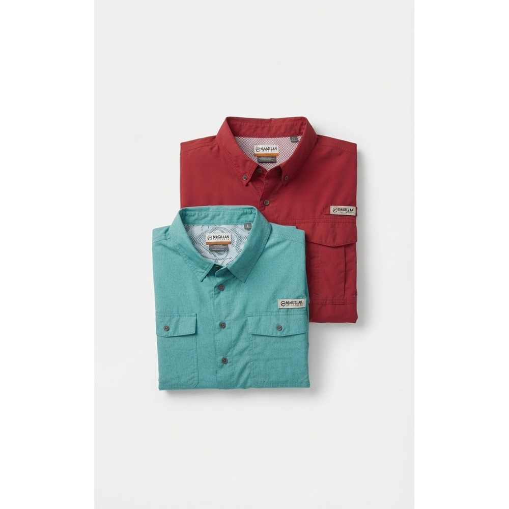 Magellan Outdoors vented FishGear shirt bundle, red + teal, 3XL